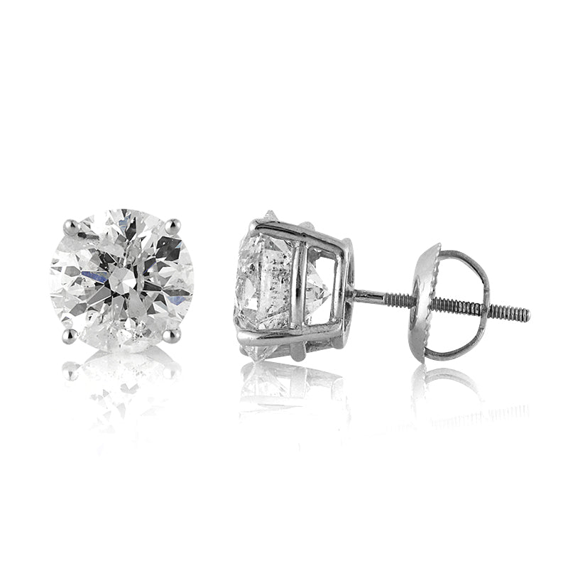 4.09ct Round Brilliant Cut Diamond Stud Earrings