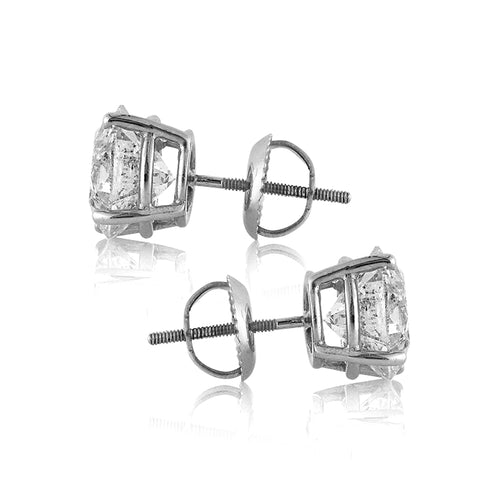 4.09ct Round Brilliant Cut Diamond Stud Earrings