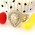 4.04ct Fancy Light Yellow Pear Shaped Diamond Engagement Ring