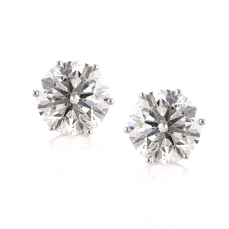 6.03ct Round Brilliant Cut Diamond Stud Earrings