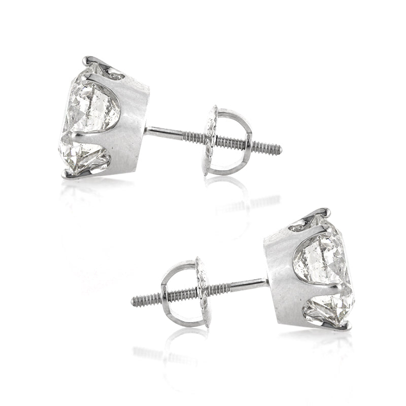 6.03ct Round Brilliant Cut Diamond Stud Earrings