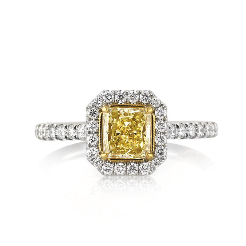 1.47ct Fancy Yellow Radiant Cut Diamond Engagement Ring
