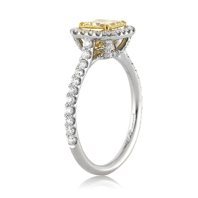 1.47ct Fancy Yellow Radiant Cut Diamond Engagement Ring