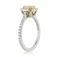 1.57ct Fancy Yellow Cushion Cut Diamond Engagement Ring