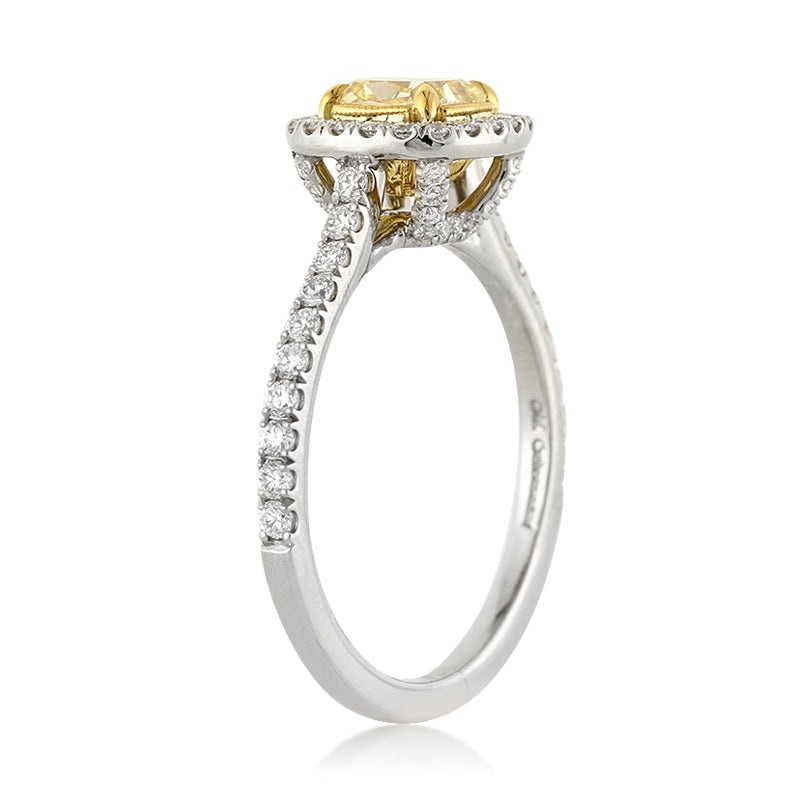 1.57ct Fancy Yellow Cushion Cut Diamond Engagement Ring