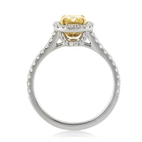1.57ct Fancy Yellow Cushion Cut Diamond Engagement Ring