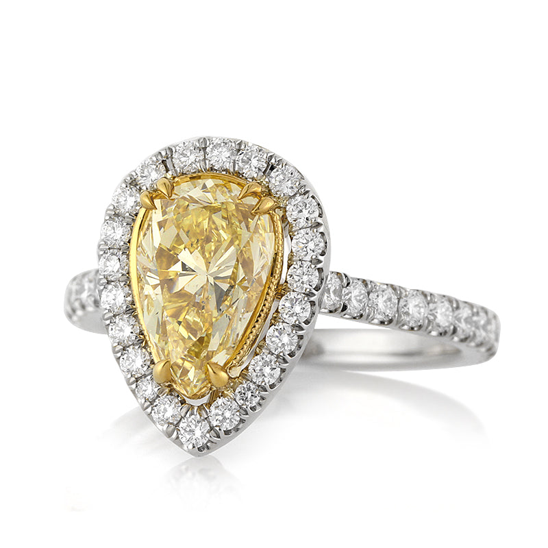 2.67ct Fancy Yellow Pear Shaped Diamond Engagement Ring