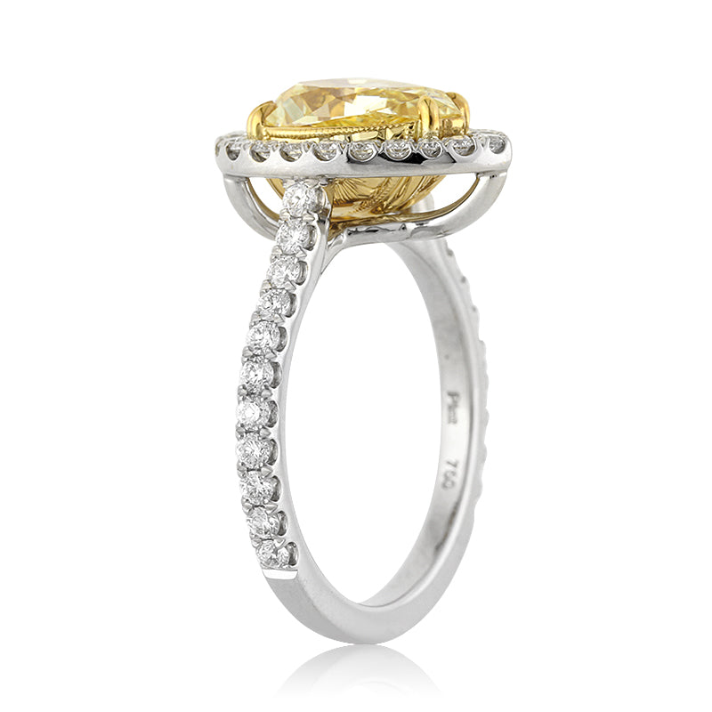 2.67ct Fancy Yellow Pear Shaped Diamond Engagement Ring