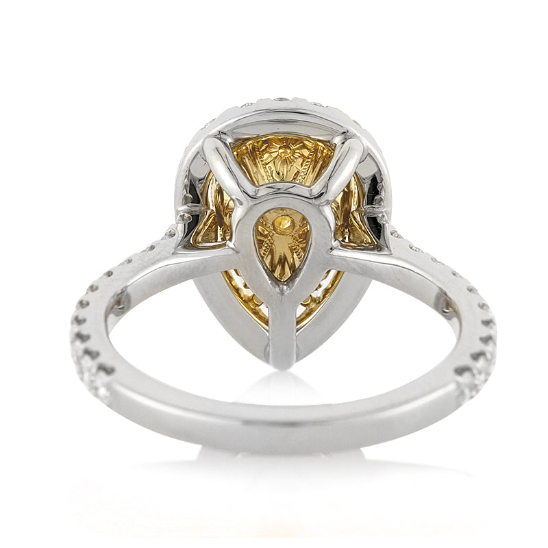 2.67ct Fancy Yellow Pear Shaped Diamond Engagement Ring
