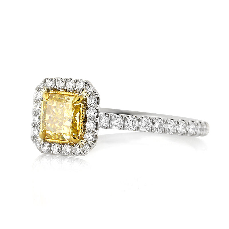 1.30ct Fancy Intense Yellow Radiant Cut Diamond Engagement Ring