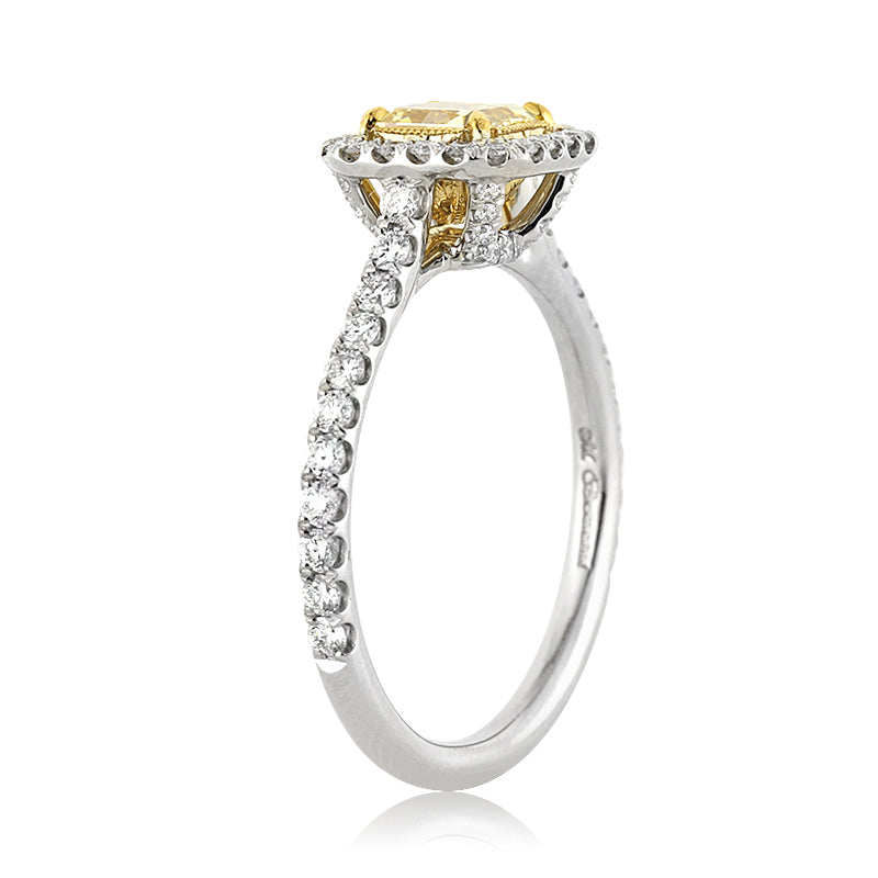 1.30ct Fancy Intense Yellow Radiant Cut Diamond Engagement Ring
