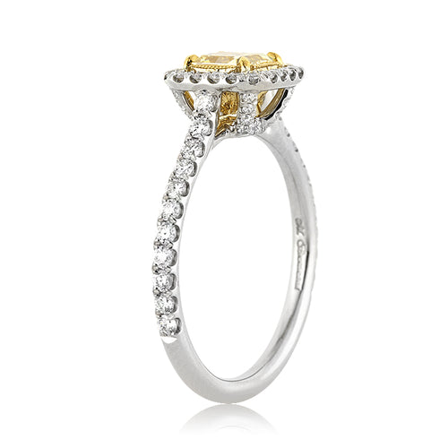 1.30ct Fancy Intense Yellow Radiant Cut Diamond Engagement Ring
