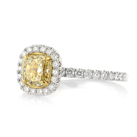 1.62ct Fancy Yellow Cushion Cut Diamond Engagement Ring