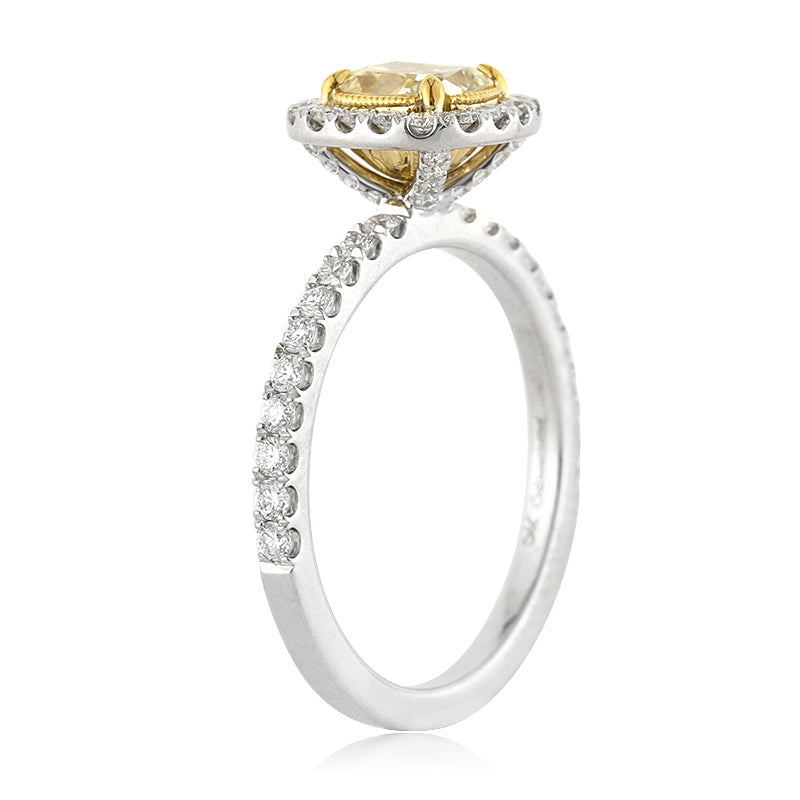 1.62ct Fancy Yellow Cushion Cut Diamond Engagement Ring