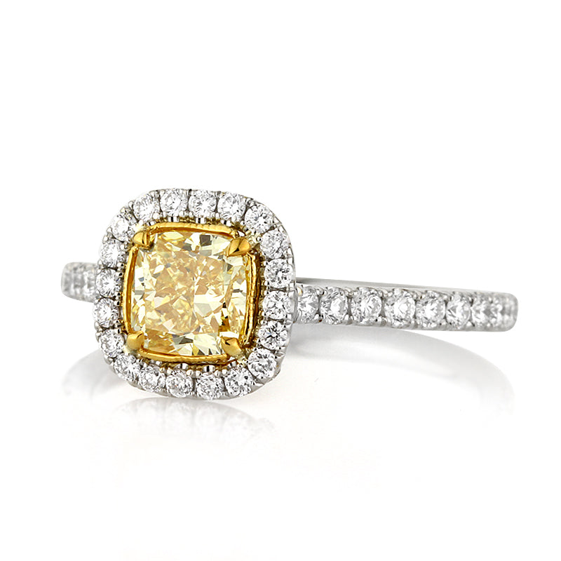 1.61ct Fancy Yellow Cushion Cut Diamond Engagement Ring
