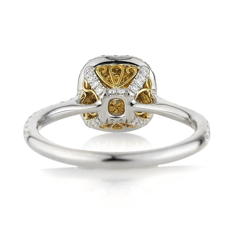 1.61ct Fancy Yellow Cushion Cut Diamond Engagement Ring