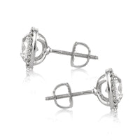 2.35ct Antique Cushion Brilliant Halo Diamond Stud Earrings
