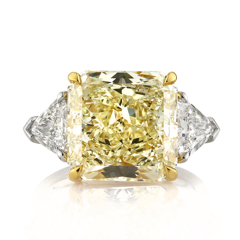 11.48ct Fancy Light Yellow Radiant Cut Diamond Engagement Ring