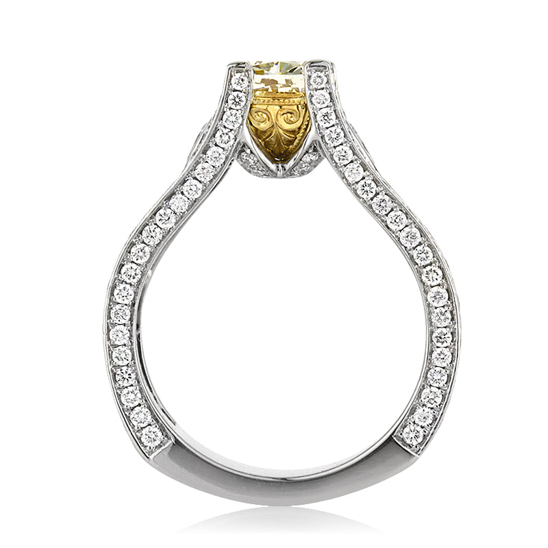 3.86ct Fancy Intense Yellow Cushion Cut Diamond Engagement Ring