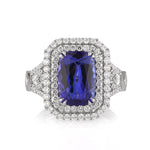 5.35ct Cushion Cut Sapphire and Diamond Engagement Ring