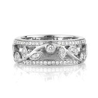 1.00ct Round Brilliant Cut Diamond Leaf Vine Band