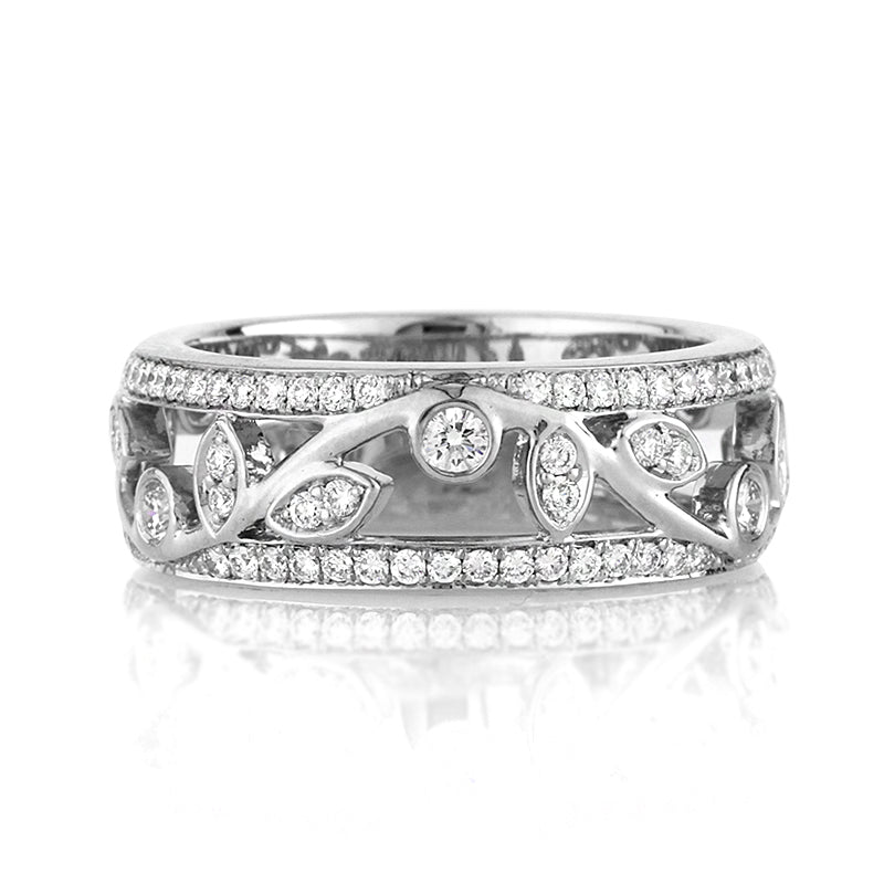 1.00ct Round Brilliant Cut Diamond Leaf Vine Band