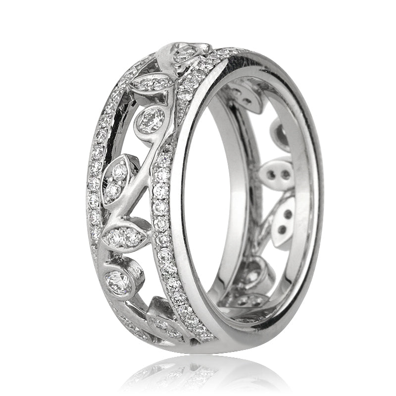 1.00ct Round Brilliant Cut Diamond Leaf Vine Band