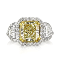 3.51ct Fancy Yellow Radiant Cut Diamond Engagement Ring