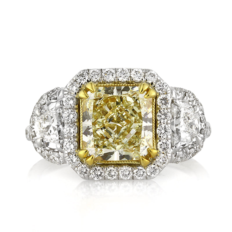 3.51ct Fancy Yellow Radiant Cut Diamond Engagement Ring