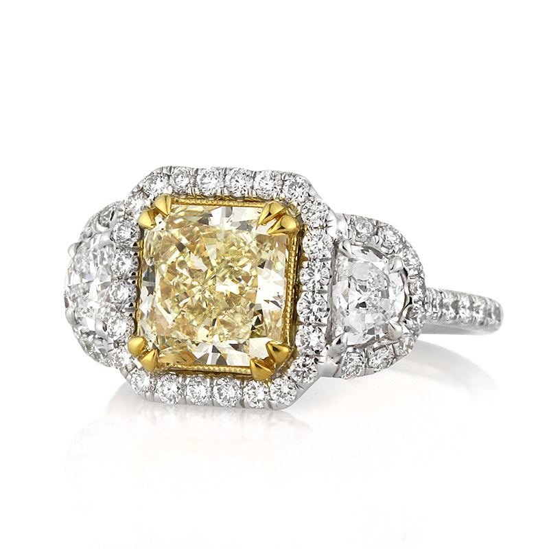 3.51ct Fancy Yellow Radiant Cut Diamond Engagement Ring