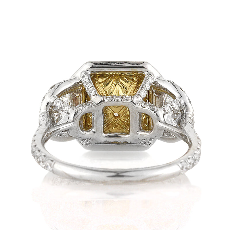3.51ct Fancy Yellow Radiant Cut Diamond Engagement Ring