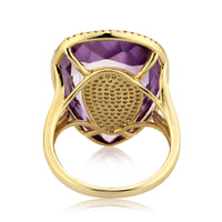 15.79ct Pear Shaped Amethyst and Diamond Right-Hand Fashion Ring