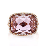 8.54ct Rose Cut Cushion Amethyst and Diamond Right-Hand Fashion Ring