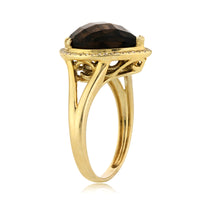 4.83ct Pear Shaped Rose Cut Smoky Quartz and Diamond Right-Hand Fashion Ring