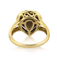 4.83ct Pear Shaped Rose Cut Smoky Quartz and Diamond Right-Hand Fashion Ring