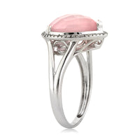 4.93ct Rose Cut Pear Shaped Rose Quartz and Diamond Right-Hand Fashion Ring