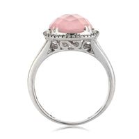 4.93ct Rose Cut Pear Shaped Rose Quartz and Diamond Right-Hand Fashion Ring