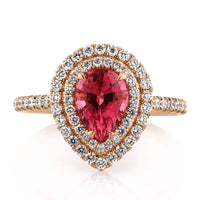 2.41ct Pink Pear Shaped Spinel and Diamond Engagement Ring