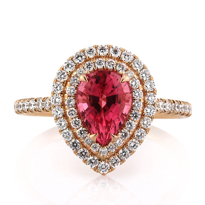 2.41ct Pink Pear Shaped Spinel and Diamond Engagement Ring