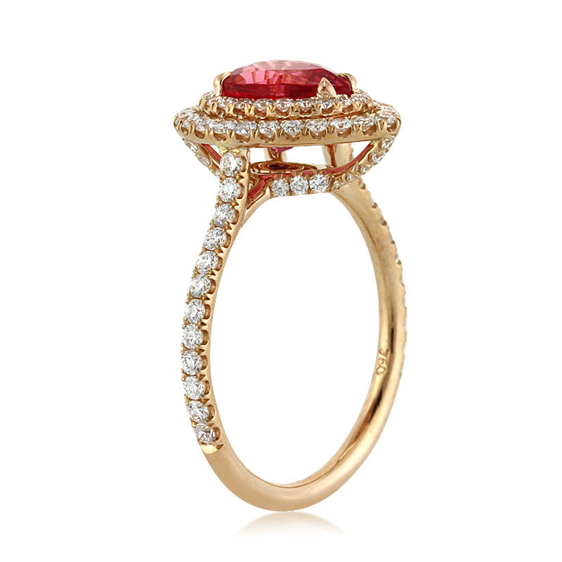 2.41ct Pink Pear Shaped Spinel and Diamond Engagement Ring