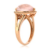 4.93ct Rose Cut Pear Shaped Rose Quartz and Diamond Right-Hand Fashion Ring