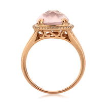 4.93ct Rose Cut Pear Shaped Rose Quartz and Diamond Right-Hand Fashion Ring