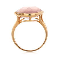 16.28ct Fancy Shaped Rose Cut Rose Quartz and Diamond Right-Hand Ring