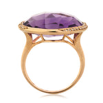 20.51ct Fancy Shaped Rose Cut Amethyst and Diamond Right-Hand Ring
