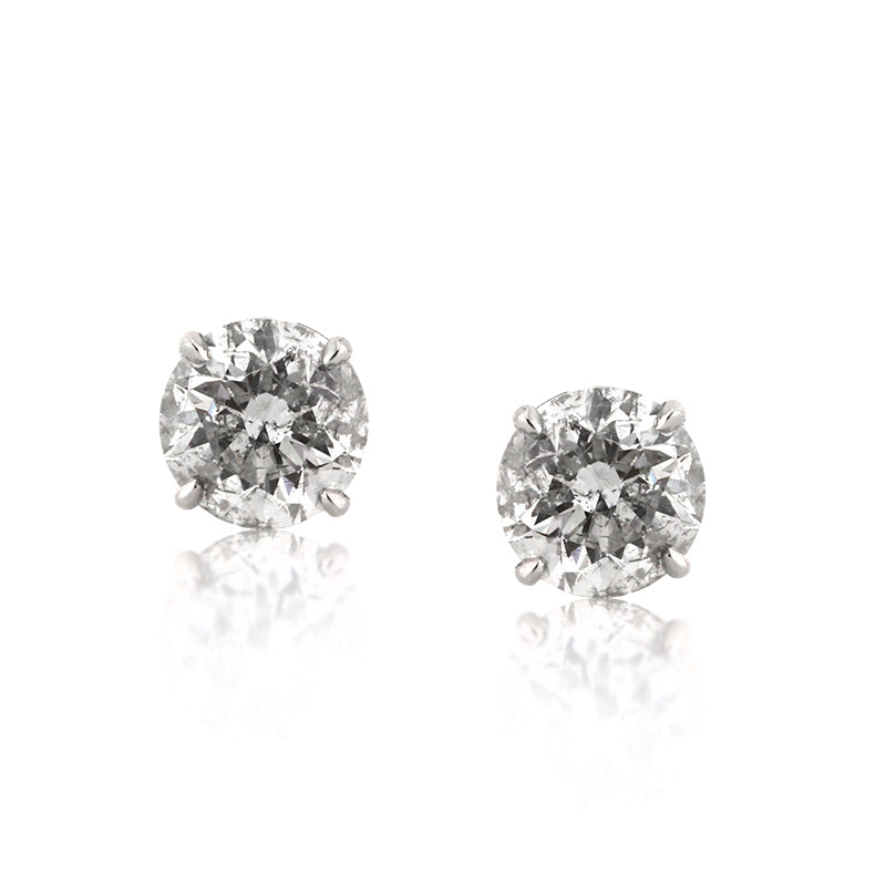 4.04ct Round Brilliant Cut Diamond Stud Earrings