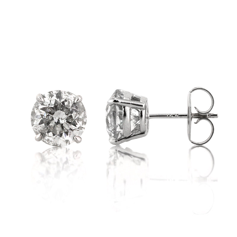 4.04ct Round Brilliant Cut Diamond Stud Earrings