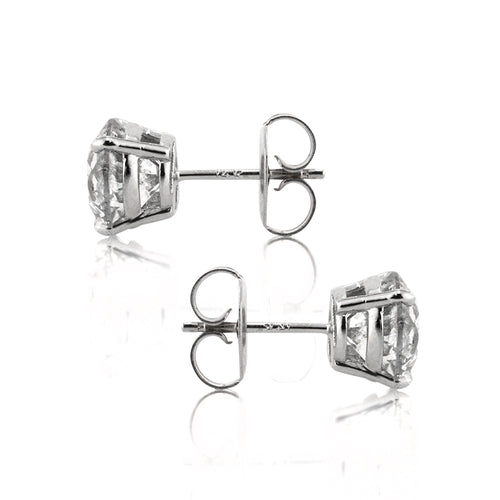 4.04ct Round Brilliant Cut Diamond Stud Earrings