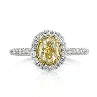 1.84ct Fancy Yellow Oval Cut Diamond Engagement Ring