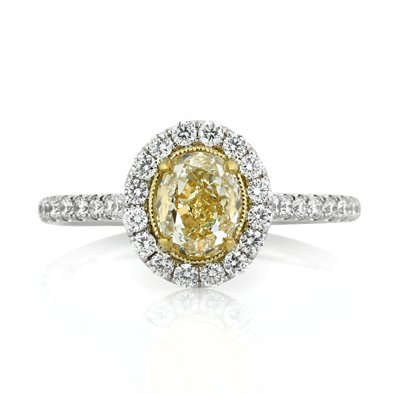 1.84ct Fancy Yellow Oval Cut Diamond Engagement Ring
