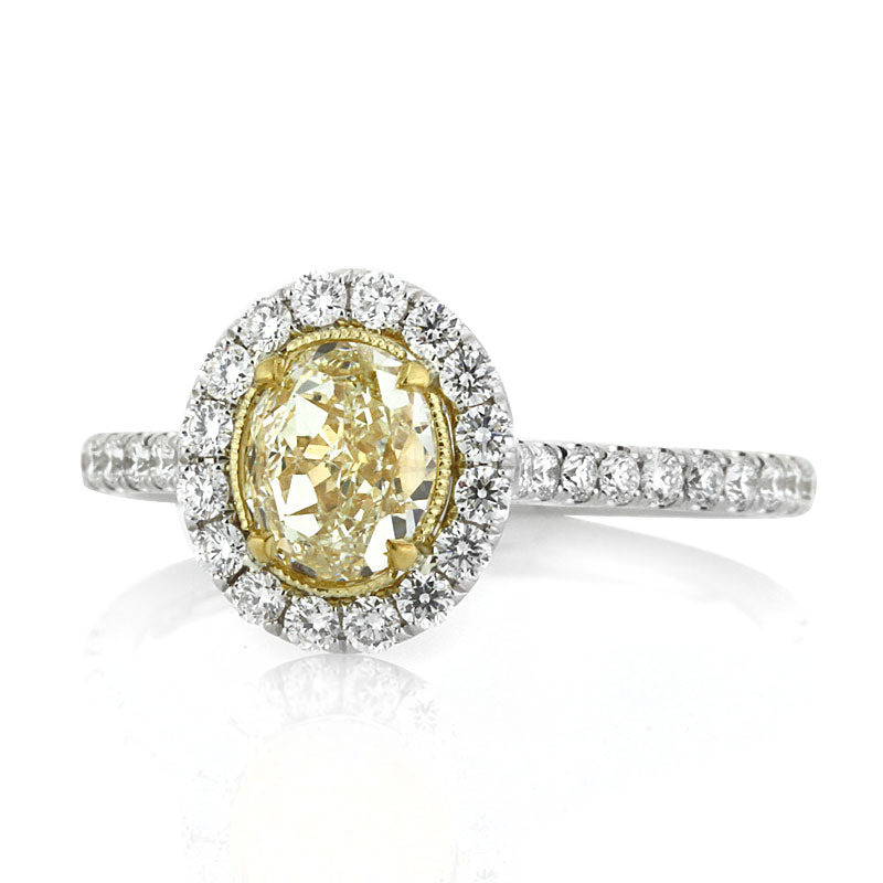 1.84ct Fancy Yellow Oval Cut Diamond Engagement Ring